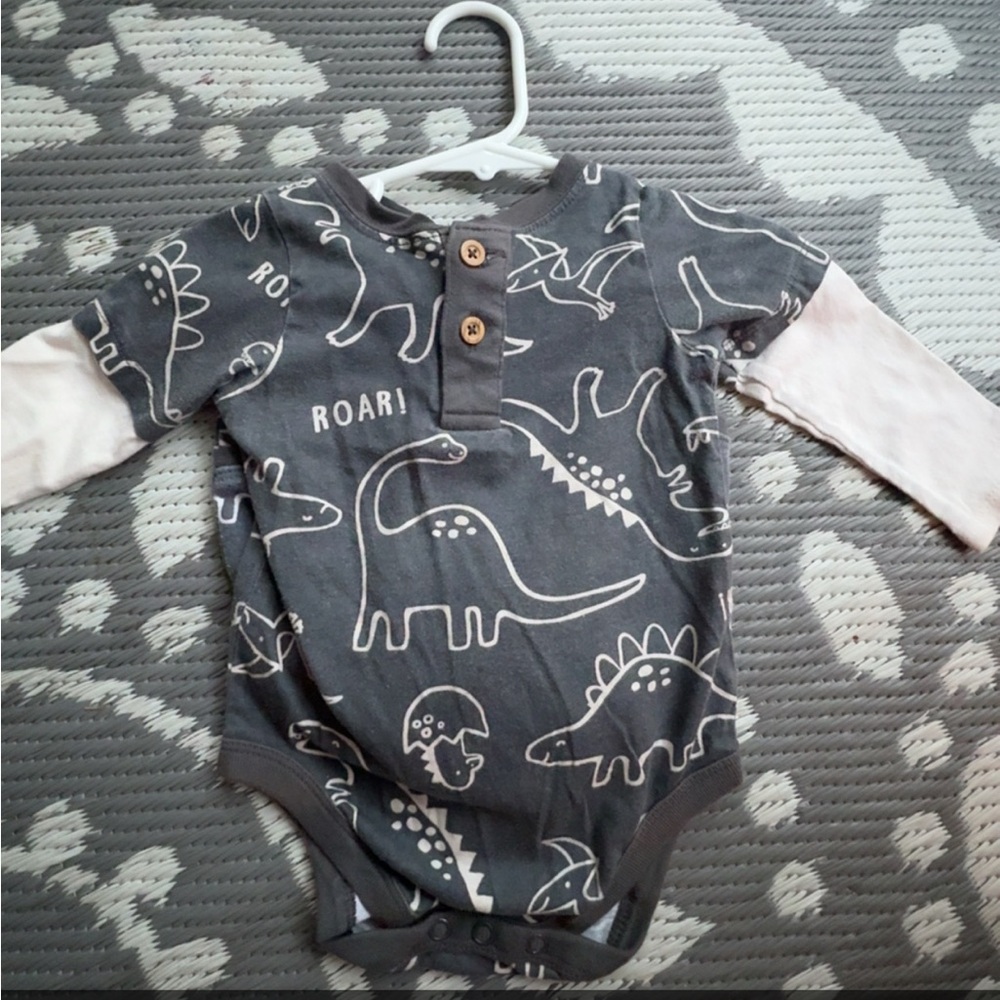 Gray Dinosaur Print Kids 2 Piece Set